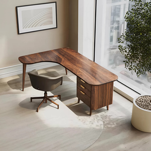 Curved Office Desk With Storage Drawers For Home Office