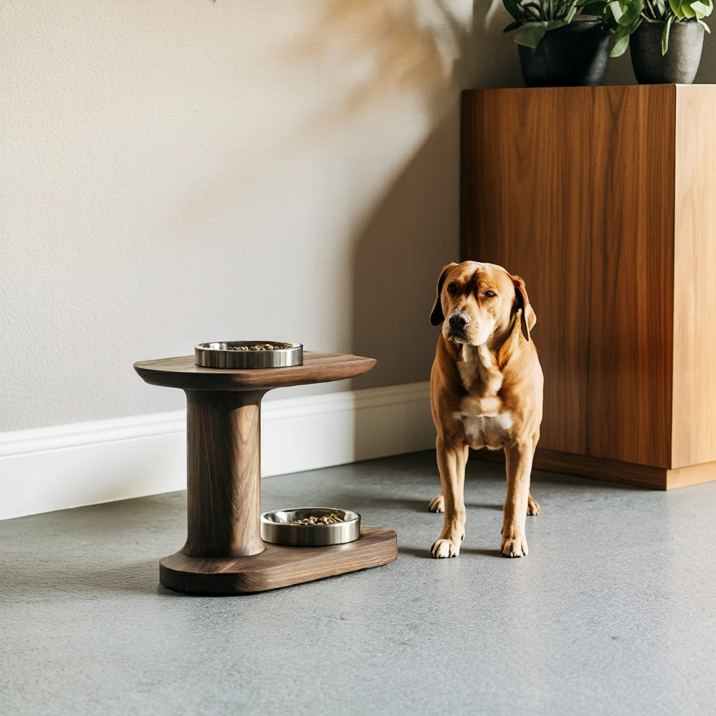 Rustic Handmade Dog Bowl Stand For Food And Water