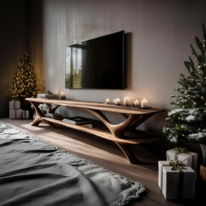 Farmhouse Wooden Live Edge TV Console For Holiday Living Room Gift