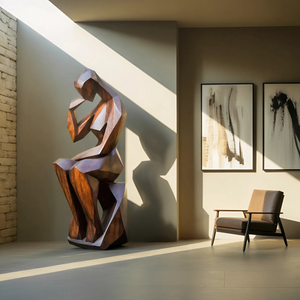 Farmhouse Wooden Sculpture For Garden Rustic Wall Decor