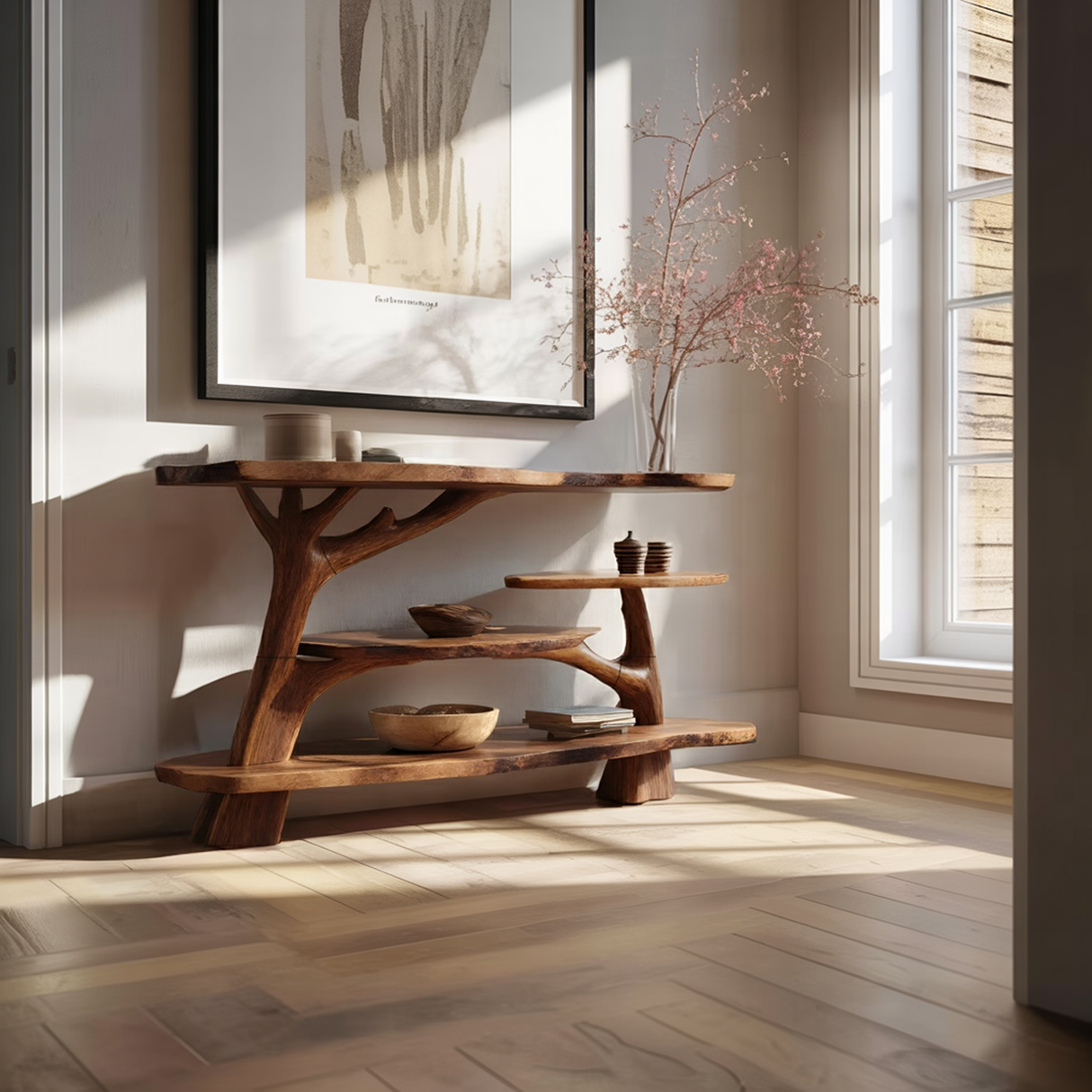 Farmhouse Solid Wood Console Table For Entryway Furniture Decor