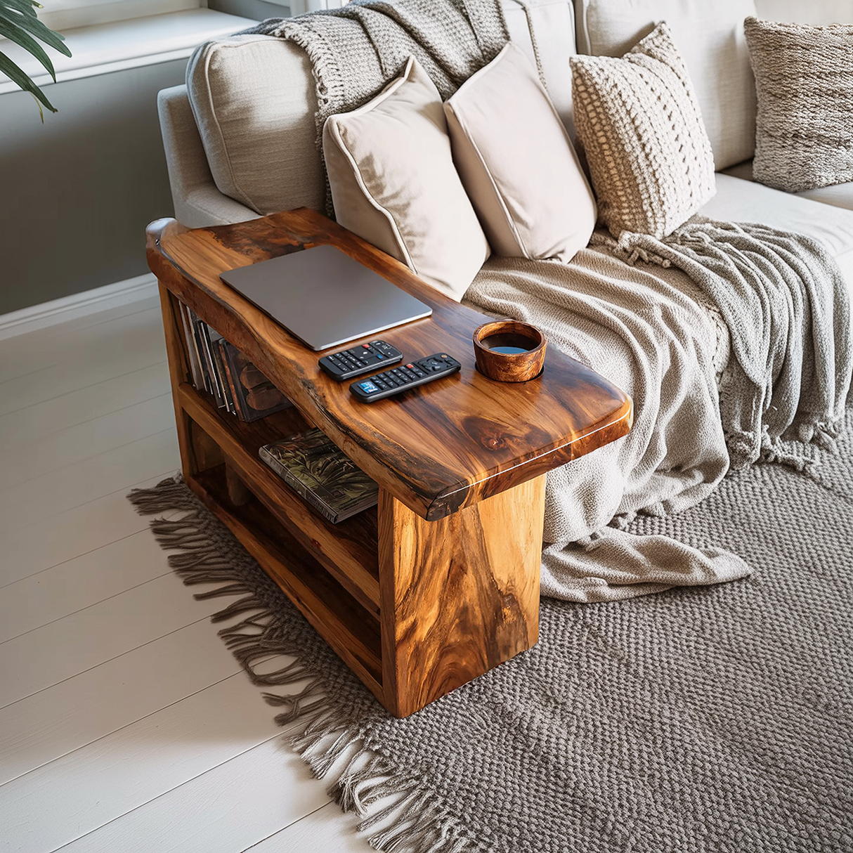 Farmhouse Live Edge Armrest For Sofa Decor Accent