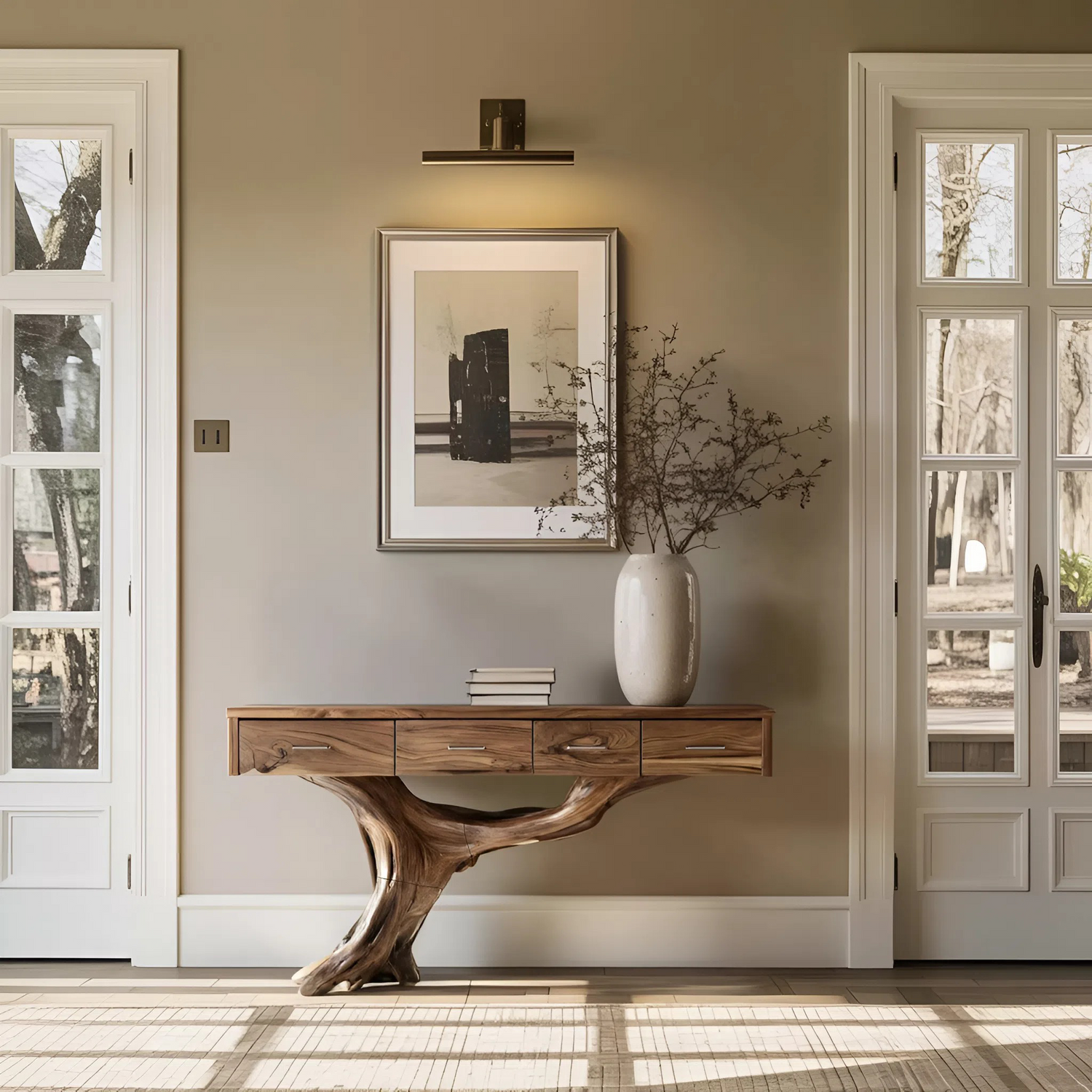 Farmhouse Solid Wood Dressing Table For Bedroom Decor And Storage