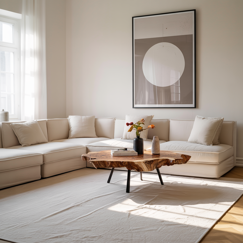 Rustic Wood Table For Boho Style Living Room