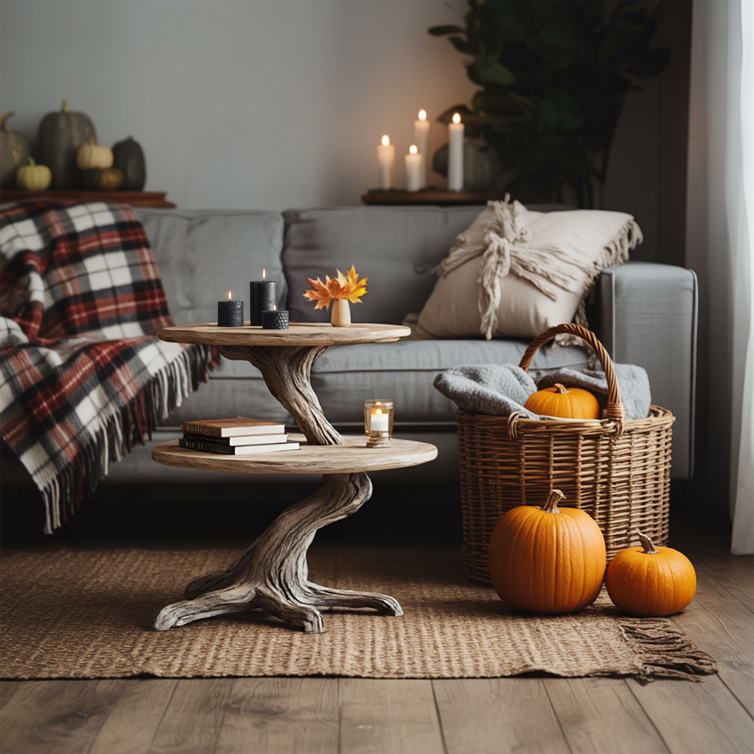 Rustic Solid Wood End Table For Modern Living Room