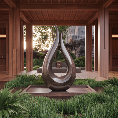 Handcrafted Solid Wood Abstract Decor Sculpture For Contemporary Interiors