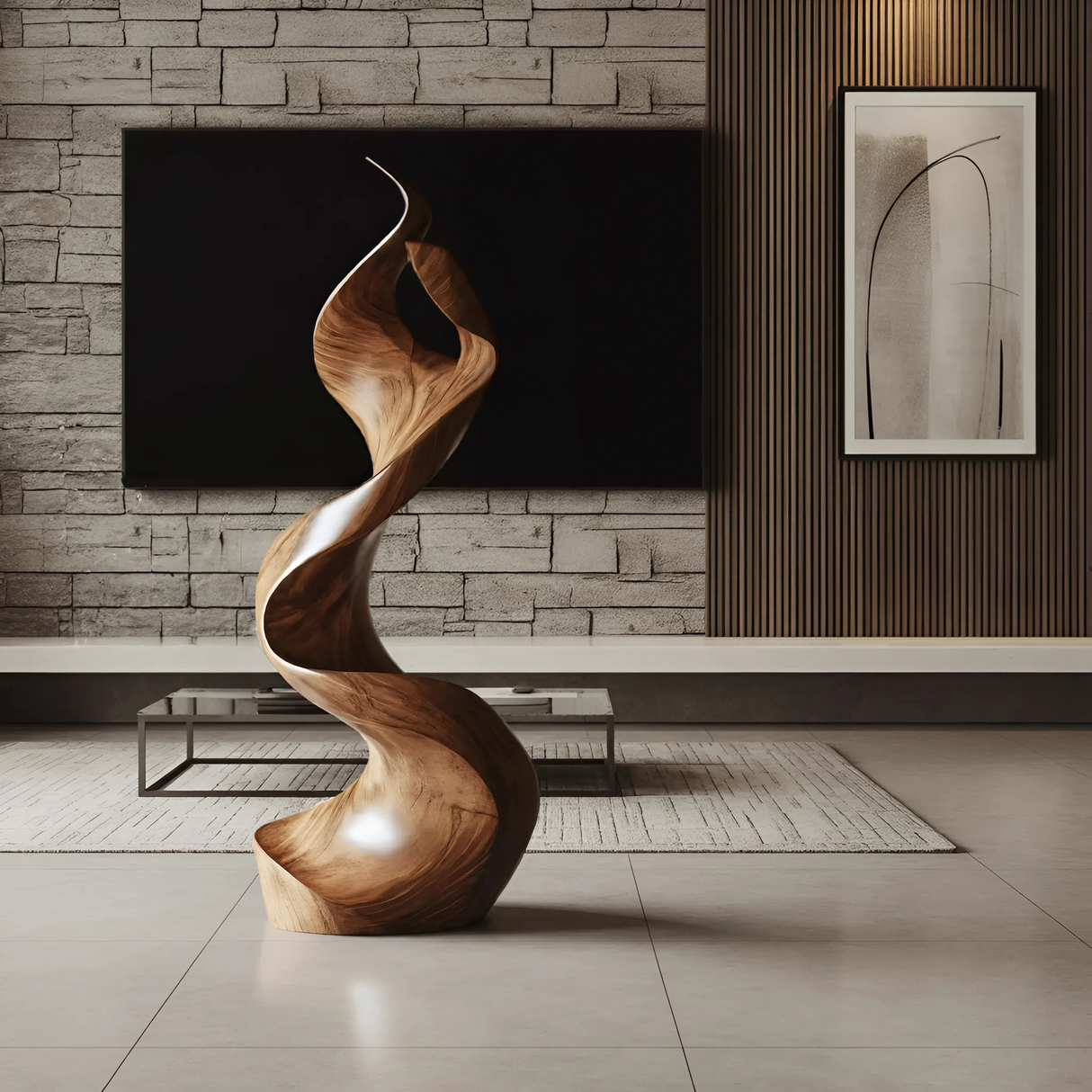 Rustic Large Wooden Sculpture For Furniture Art Feature