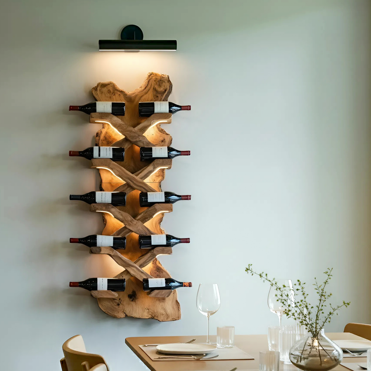 Handcrafted Solid Wood Wine Rack For Bar Decor And Storage