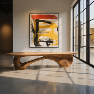 Organic Bench With Carved Design For Living Room