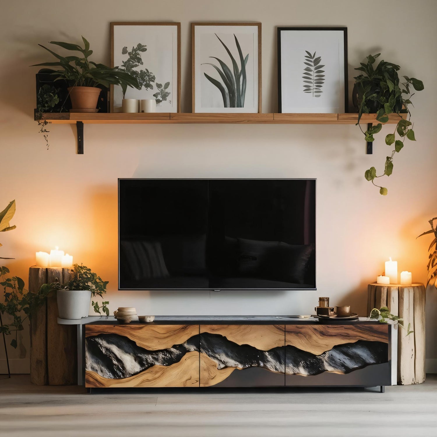 Handcrafted TV Console For Cozy Living Space