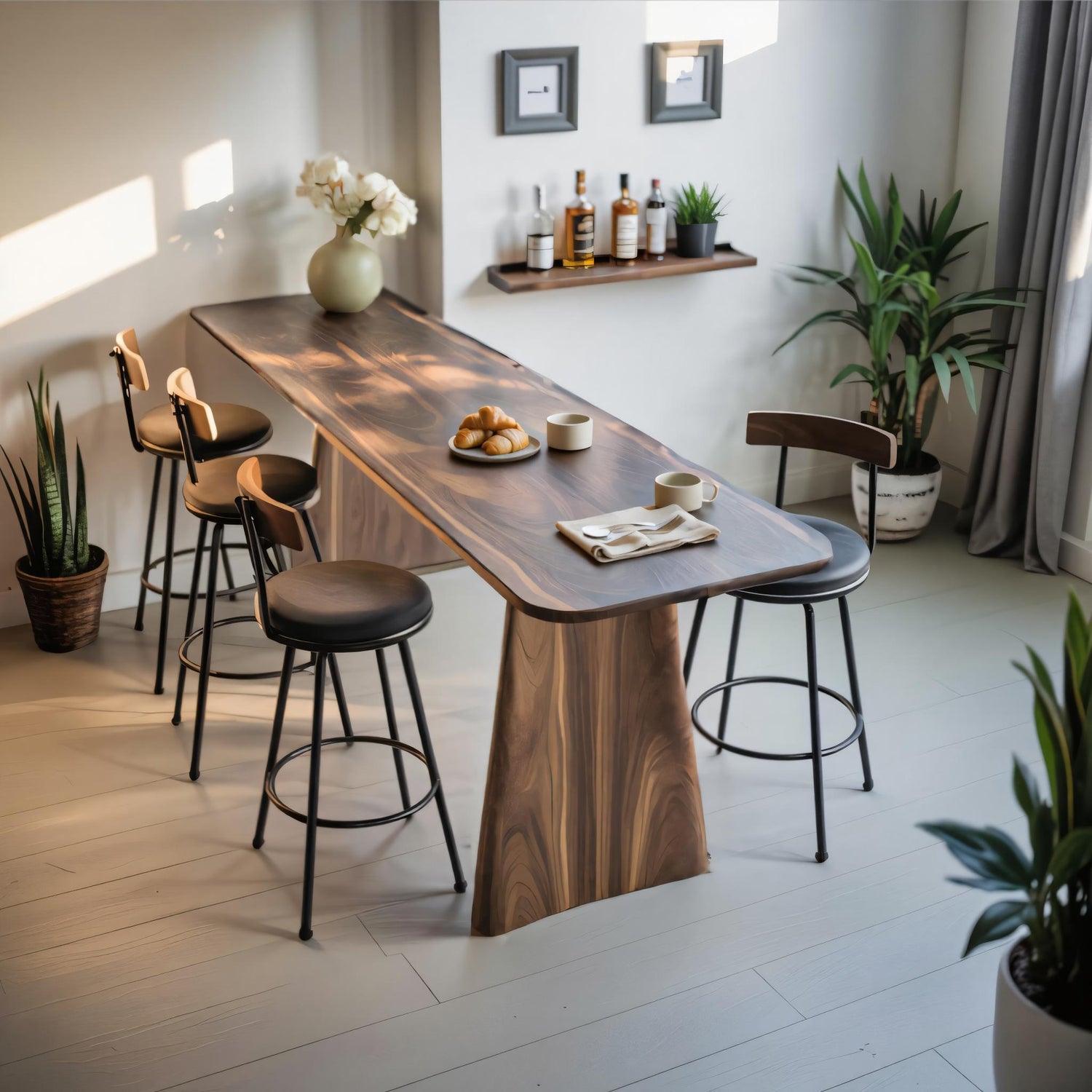 Modern Minimalist Wood Bar Table For Kitchen And Dining