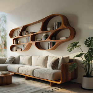 Organic Wall Bookcase For Bedroom Interior Design