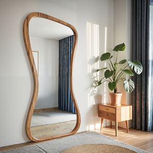 Contemporary Full Length Mirror With Organic Edge For Living Room And Dressing Area