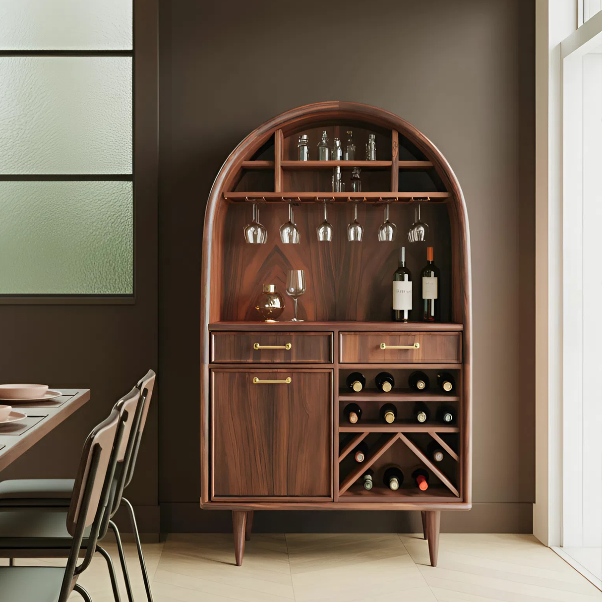 Modern Arched Wine Cabinet For Dining Room