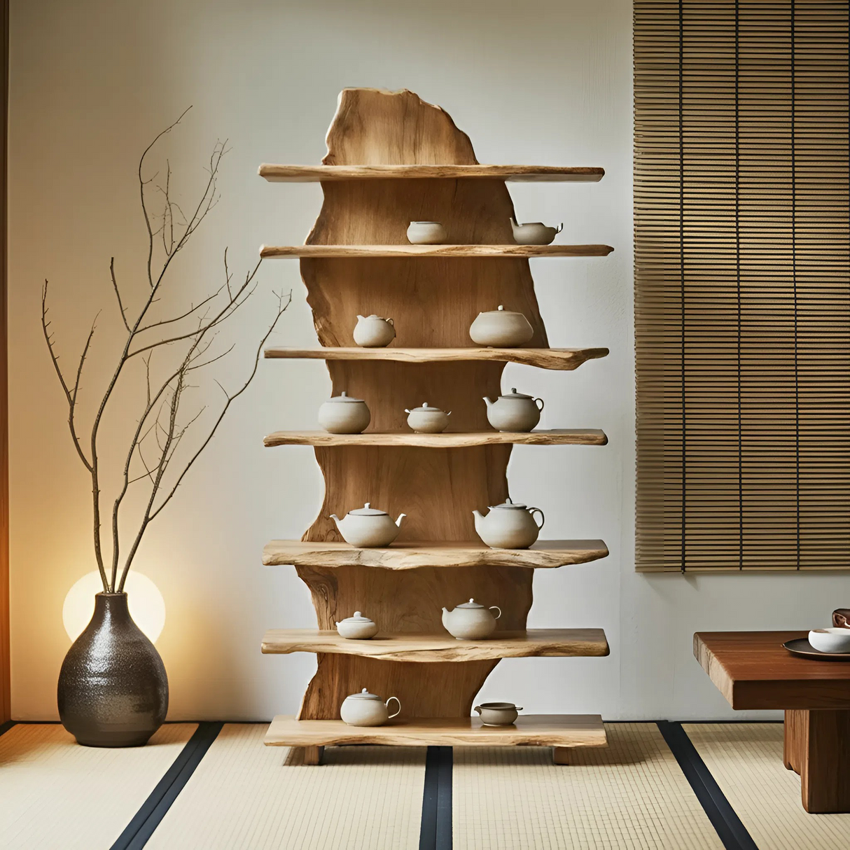 Rustic Solid Wood Standing Shelf For Entryway Design Ideas