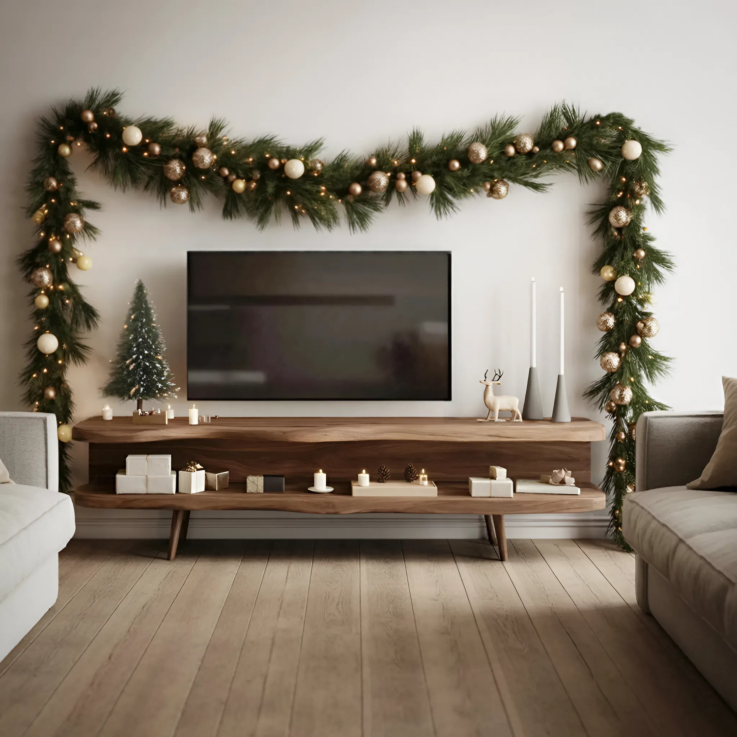 Modern Wooden TV Console For Holiday Living Room Furniture Decor