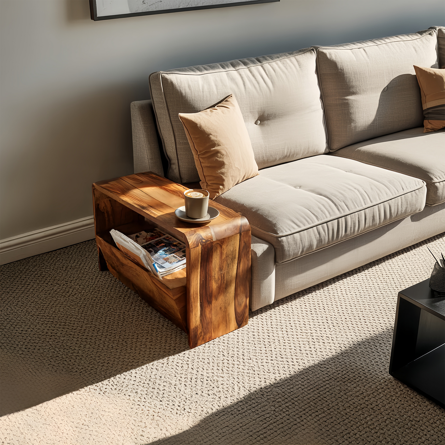 Handcrafted Wooden Side Table For Living Room Accent
