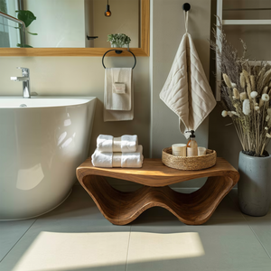 Organic Shower Bench With Storage For Bathroom