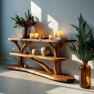 Farmhouse Solid Wood Console Table For Bedroom Decor Christmas Furniture