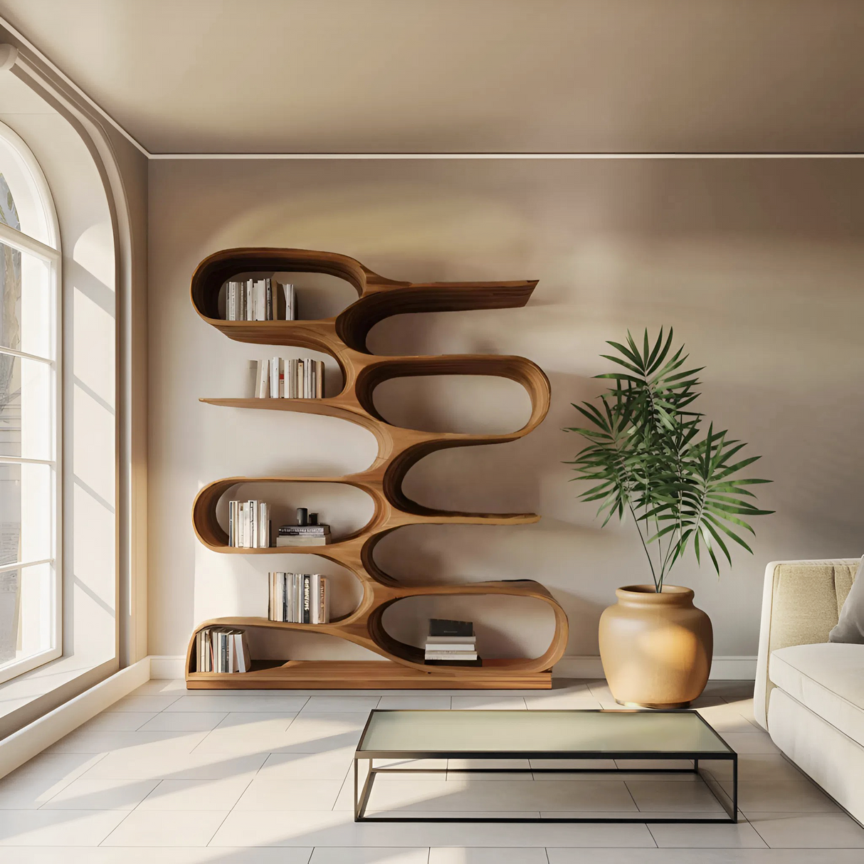 Organic Living Room Bookshelf For Home Decor