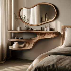 Rustic Solid Wood Vanity For Bedroom Makeup Organization