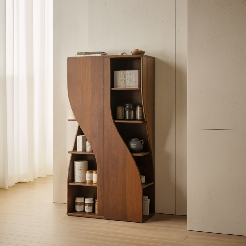 Modern Curved Cabinet Sculptural Doors Kitchen And Living Room