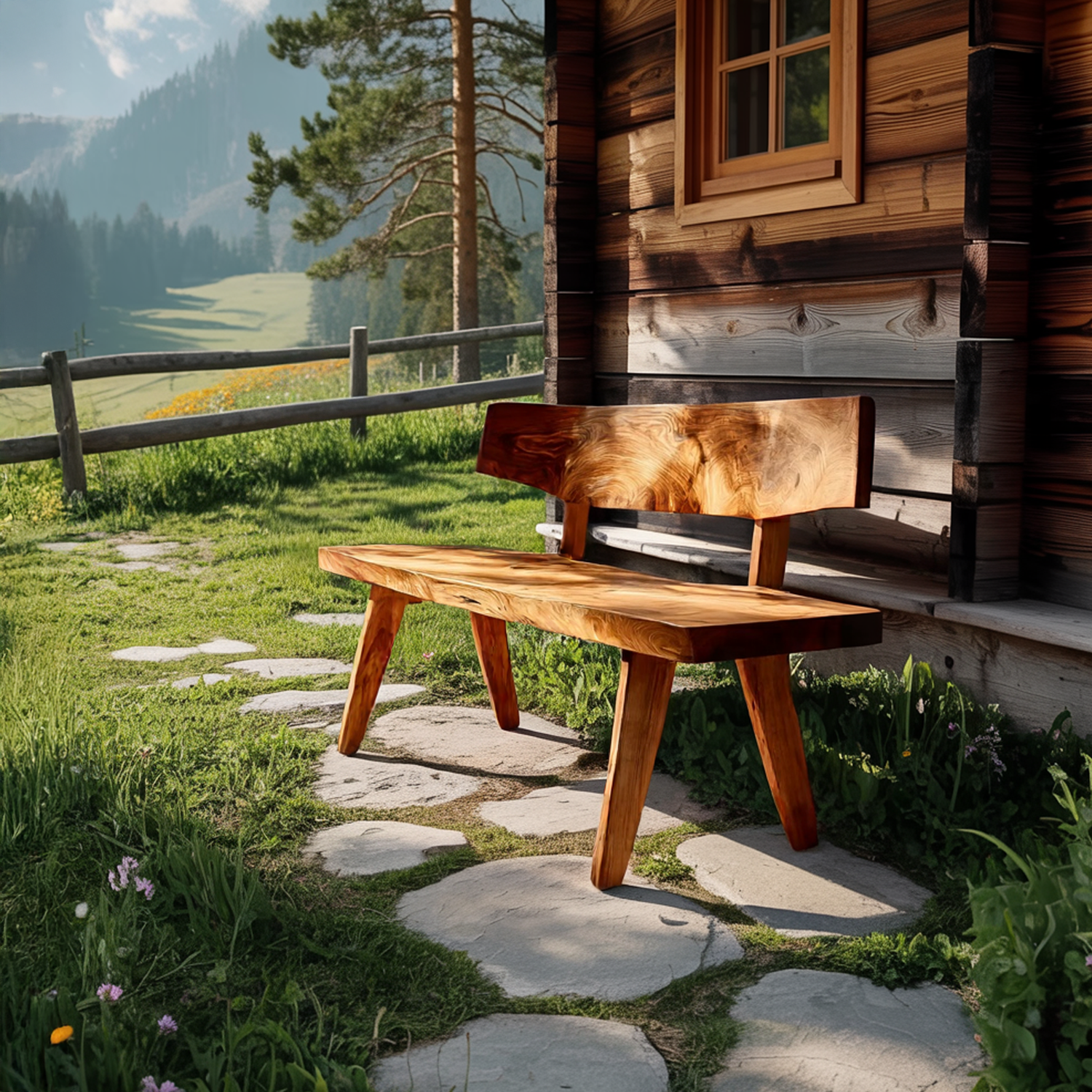 Modern Outdoor Wooden Bench For Garden And Patio