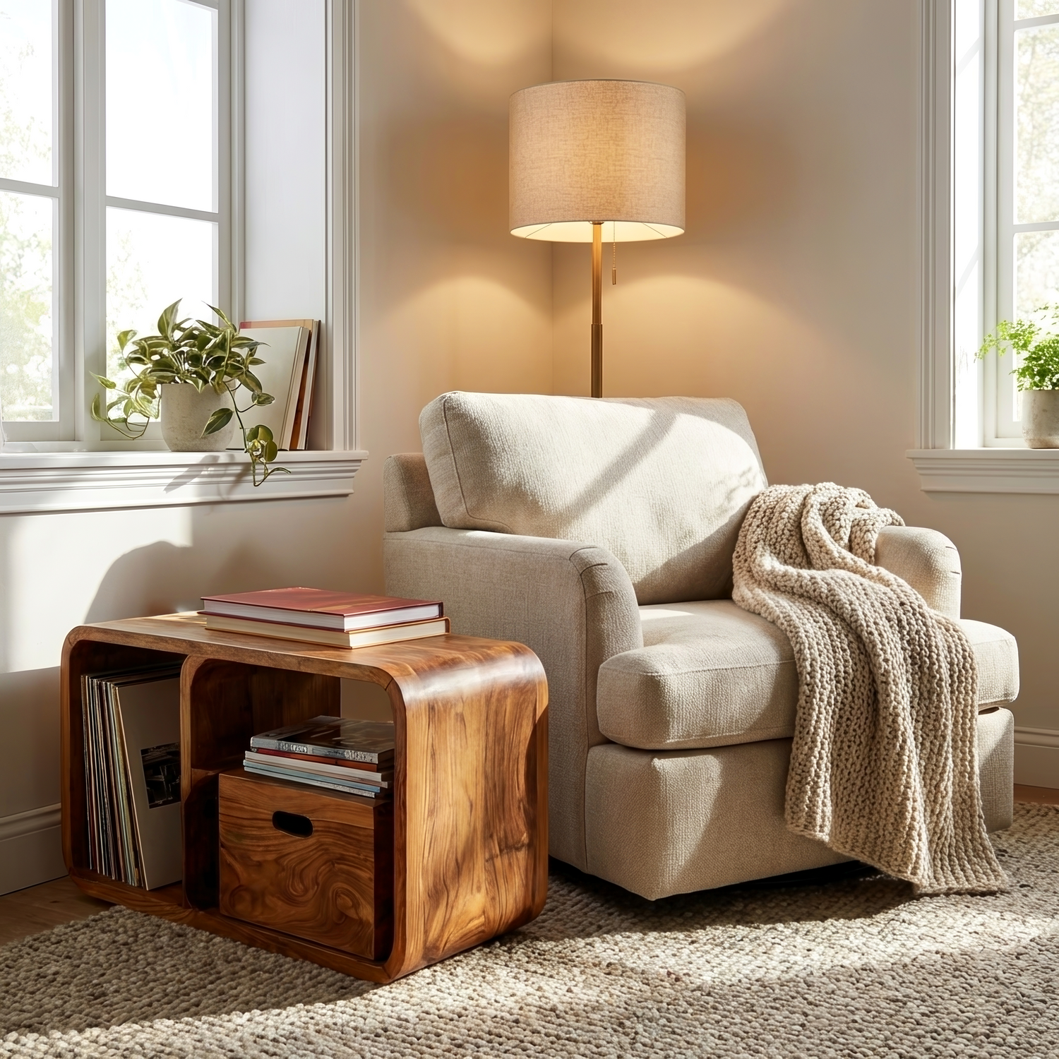 Modern Minimal Wooden Side Table For Living Room