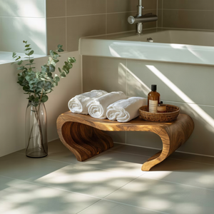 Modern Organic Shower Bench For Spa Decor Or Bathroom