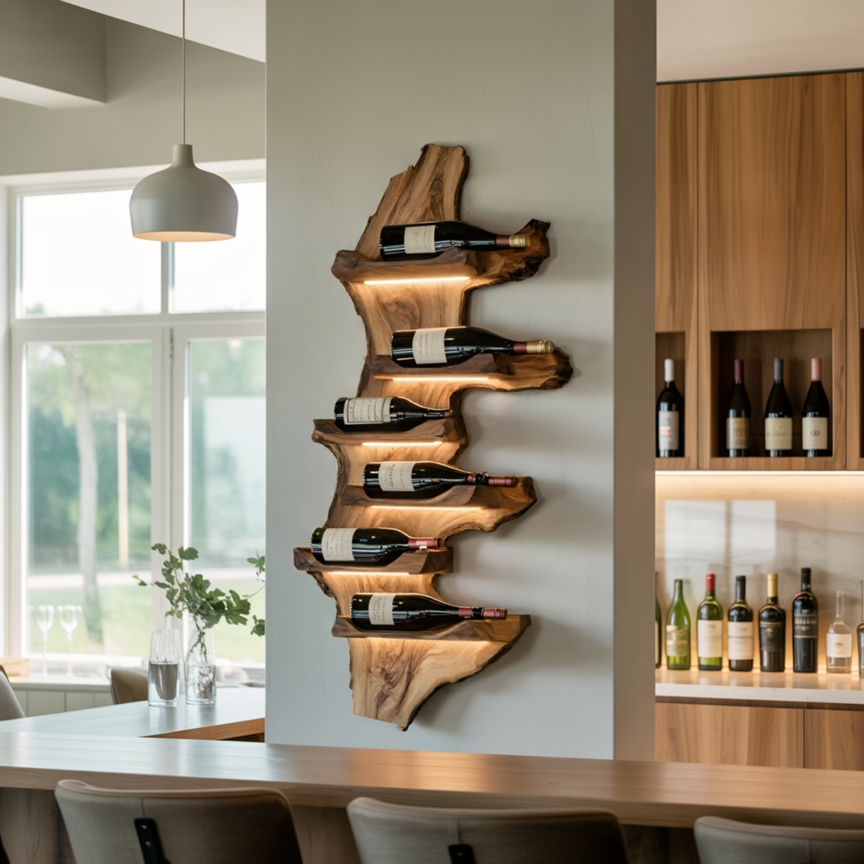 Farmhouse Live Edge Wine Holder For Entryway Furniture Decor