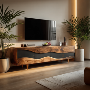 Mid Century Live Edge TV Cabinet For Luxury Living