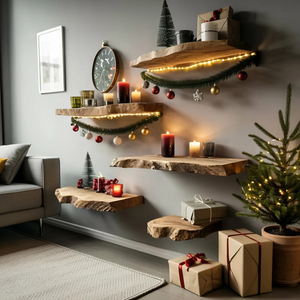 Handcrafted Wooden Floating Shelf For Holiday Entryway Wall Decor