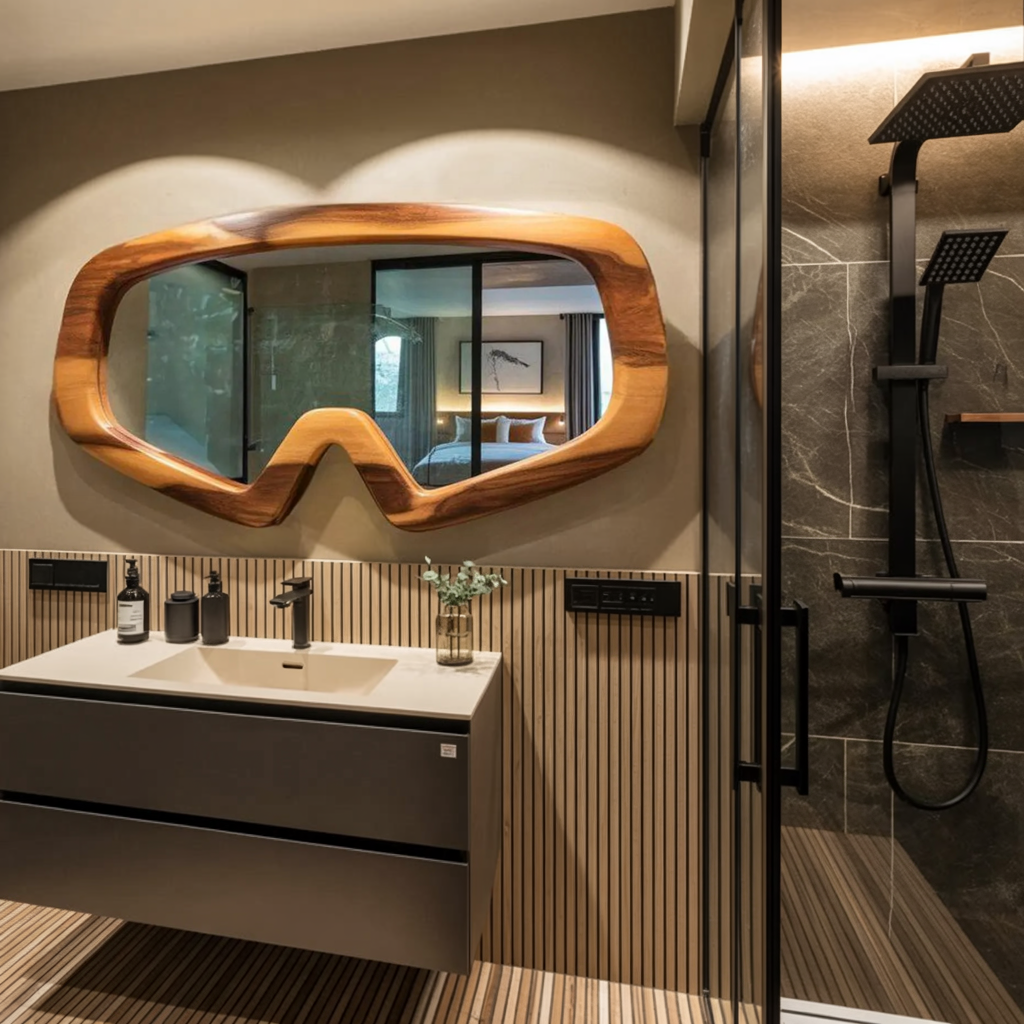 Artistic Goggle Shaped Mirror For Modern Bathroom Vanity