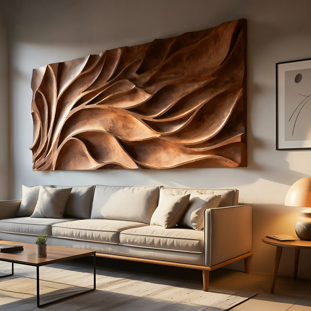 Abstract Carved Wall Art Sculpture For Living Room Decor