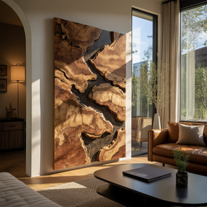 Mid Century Solid Wood Wall Sculpture For Living Room