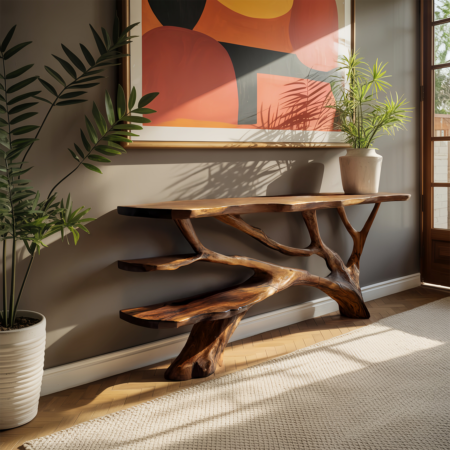 Handcrafted Live Edge Entryway Table For Bedroom Rustic Home Interior