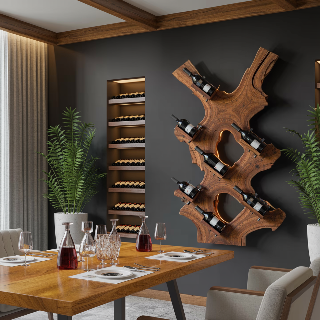 Rustic Wine Stand For Living Room Wood Wine Storage