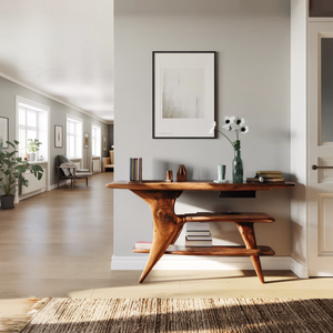 Farmhouse Live Edge Console Table For Unique Entryway Design