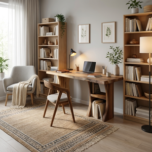 Modern Wooden Live Edge Desk For Small Home Office Setup
