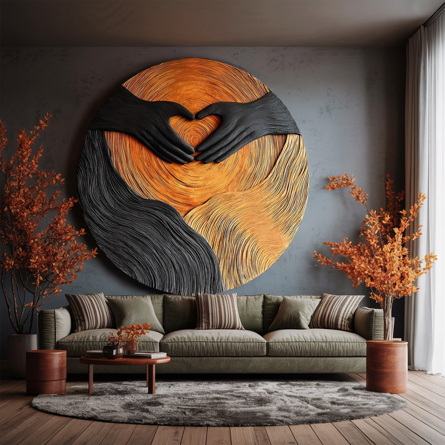 Handcrafted Wooden Wall Art Sculpture For Furniture Home Decor