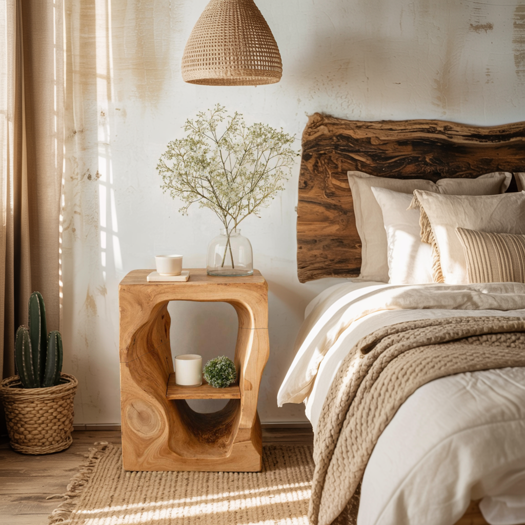 Mid Century Wooden Nightstand For Chic Bedroom Set