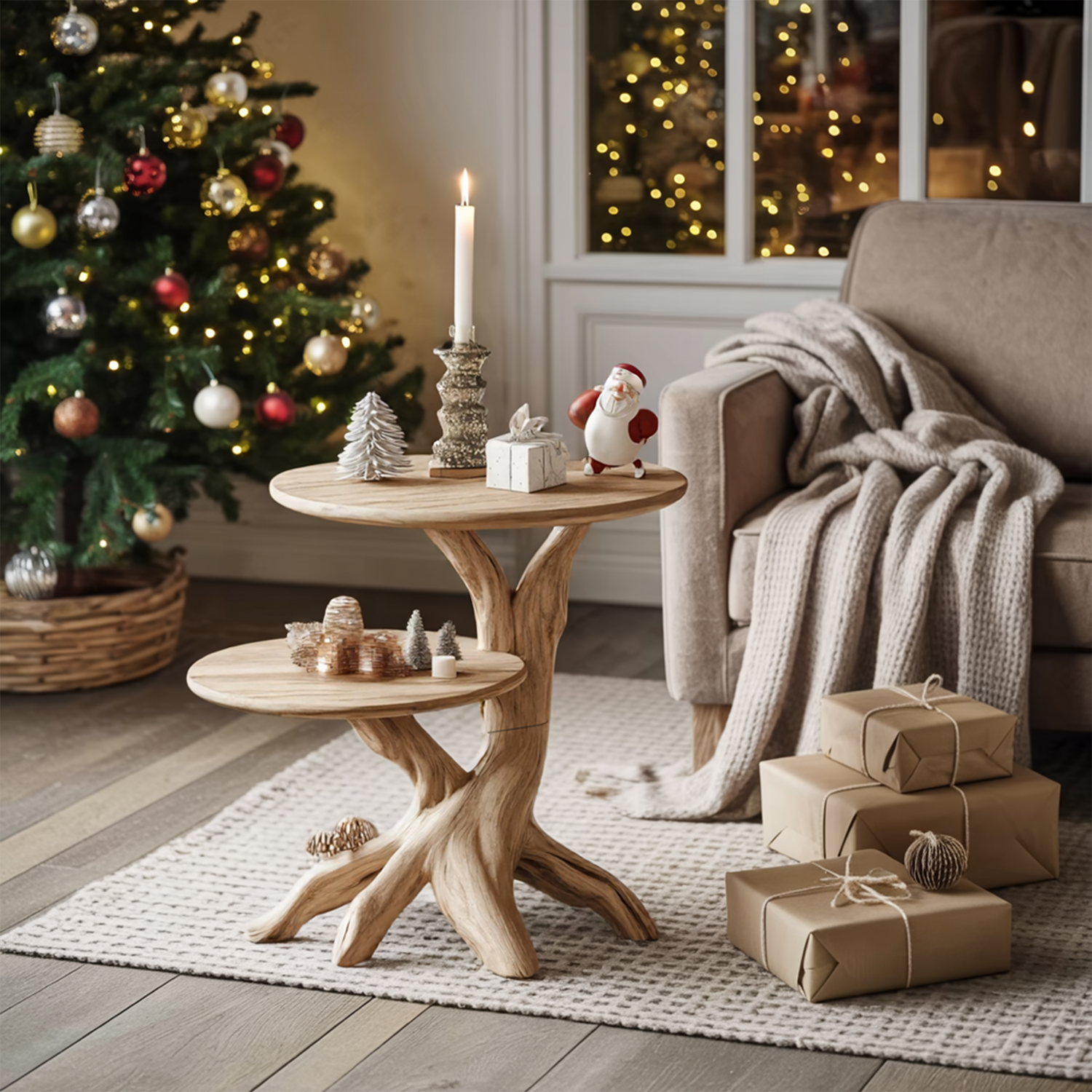 Mid Century Solid Wood End Table For Living Room Holiday Furniture