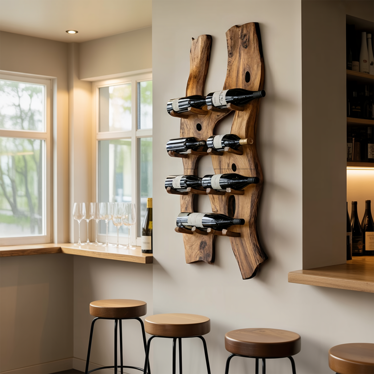 Handcrafted Wall Mount Wine Holder For Living Room
