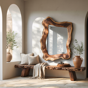 Organic Live Edge Wall Mirror Modern Rustic Entryway Living Room
