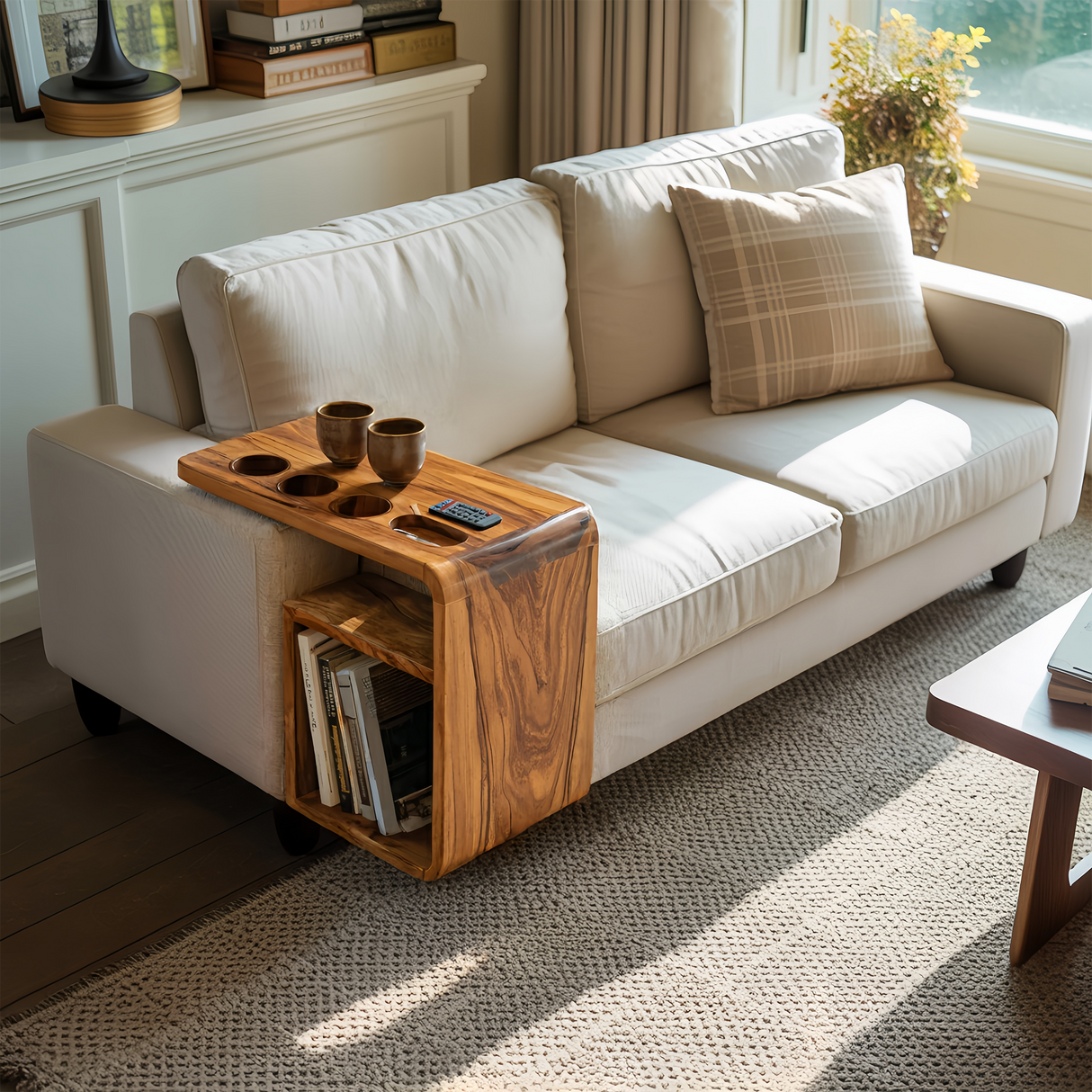 Mid Century Wooden Armrest For Living Room Design