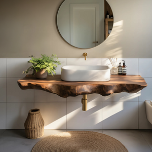 Farmhouse Bathroom Vanity In Solid Oak Wood Style