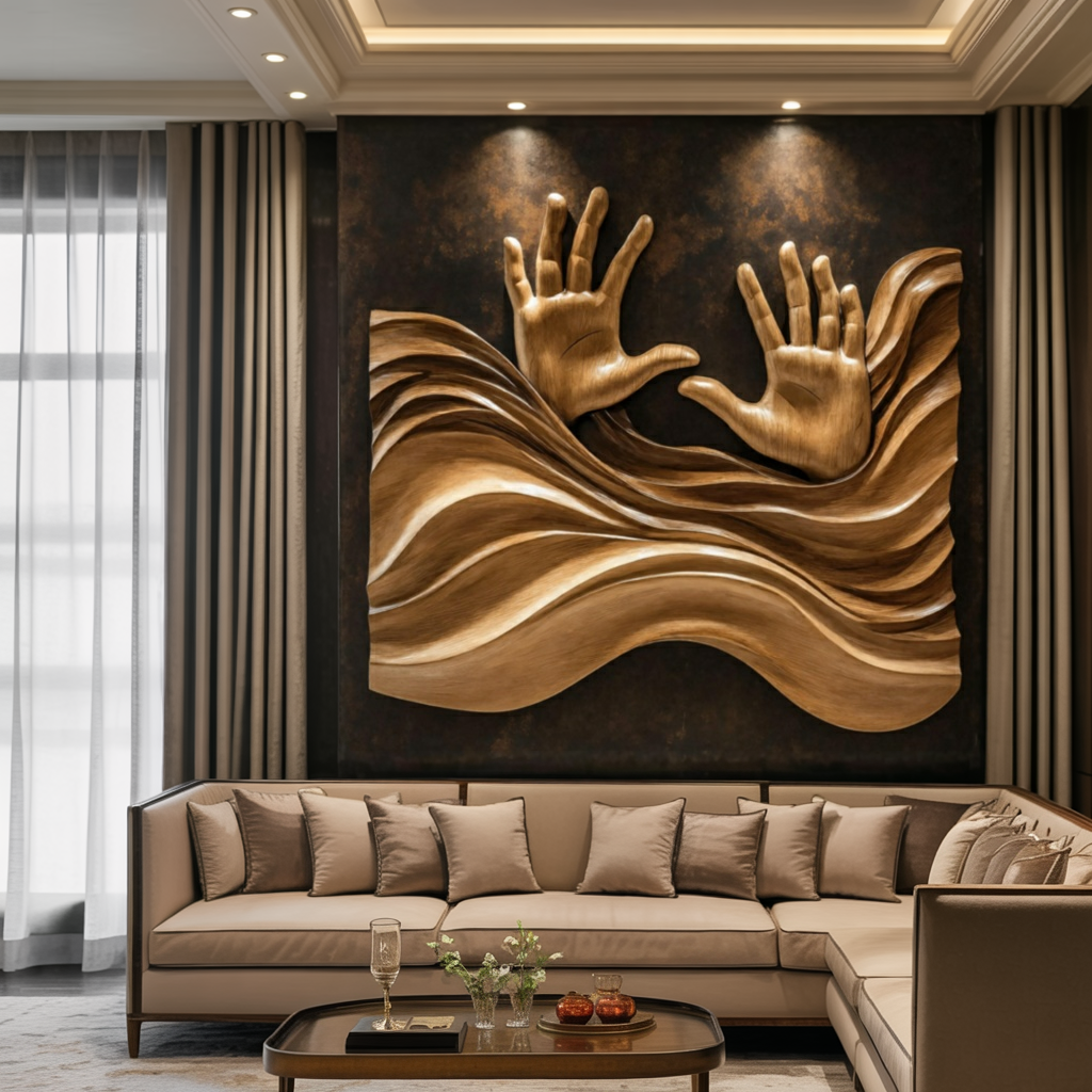 Rustic Wood Wall Sculpture For Living Room Cozy Style