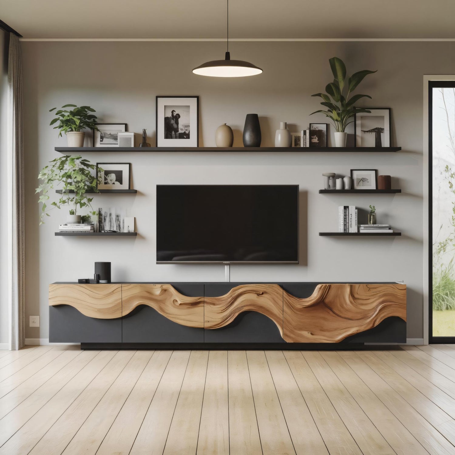 Farmhouse Media Console Cabinet For Living Room