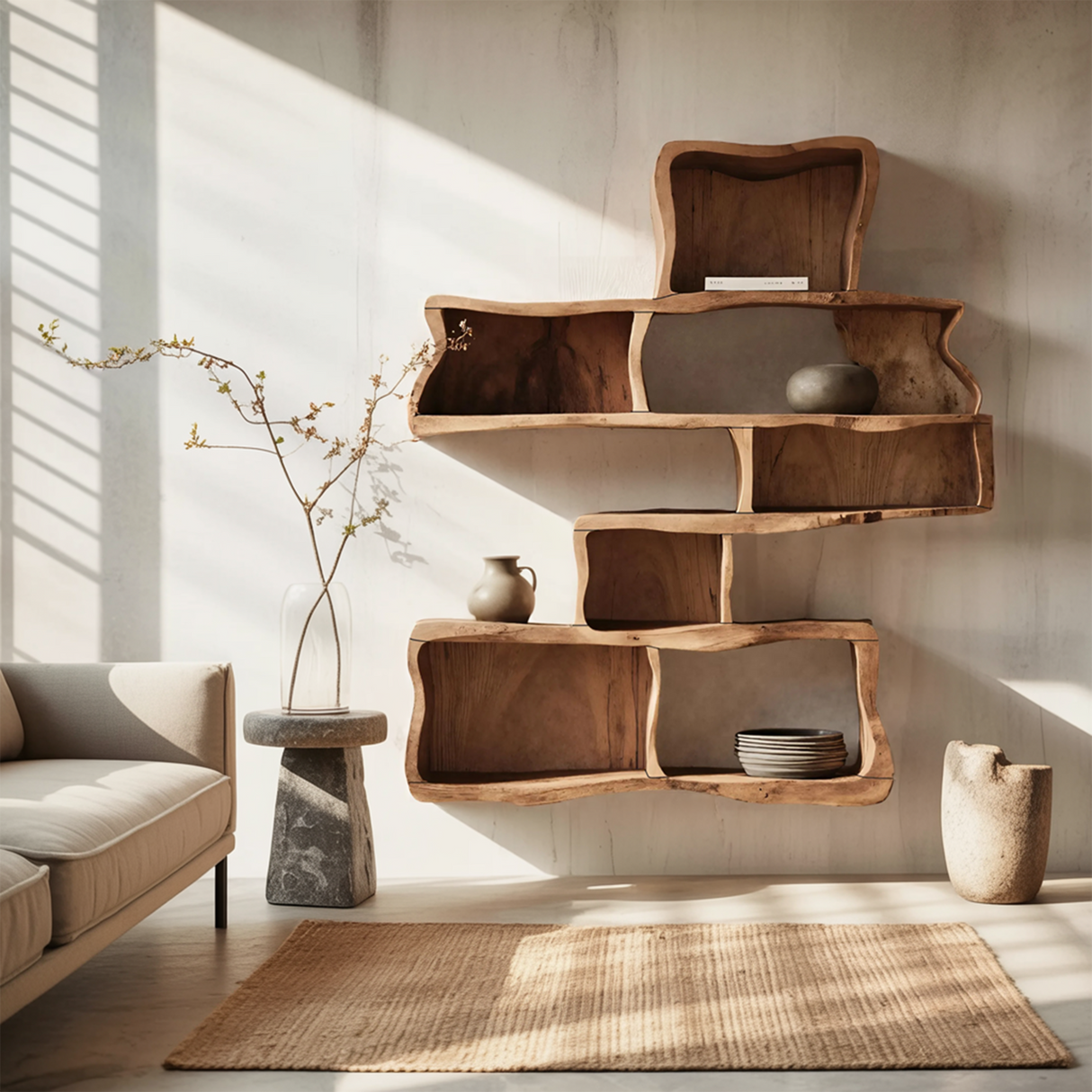 Handcrafted Floating Shelf For Modern Living Room Design