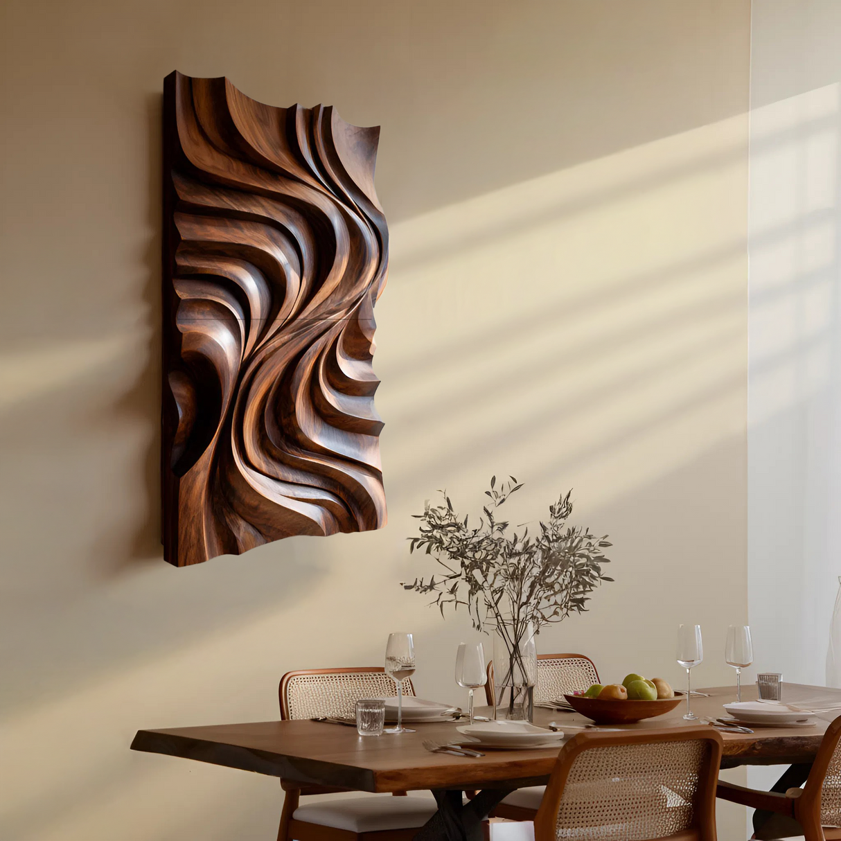 Contemporary Wall Art Piece Large Carved For Home Decor